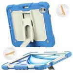 For iPad Air 11 2024 Silicone Hydric PC Tablet Case with Shoulder Strap & Holder(Cyan-blue)