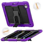 For iPad Pro 13 2024 Silicone Hydric PC Tablet Case with Shoulder Strap & Holder(Purple)