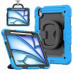 For iPad Air 11 2024 Handle Silicone Hydric PC Tablet Case with Shoulder Strap(Light Blue)