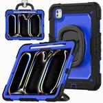 For iPad Pro 11 2024 Handle Silicone Hydric PC Tablet Case with Shoulder Strap(Dark Blue PC)