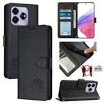 For ZTE Blade V60 / Axon 60 4G Cat Rat Embossed Pattern RFID Leather Phone Case with Lanyard(Black)