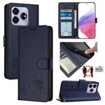 For ZTE Blade V60 / Axon 60 4G Cat Rat Embossed Pattern RFID Leather Phone Case with Lanyard(Blue)