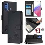 For ZTE Blade A53 Pro Cat Rat Embossed Pattern RFID Leather Phone Case with Lanyard(Black)