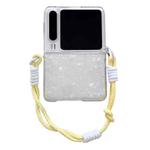 For Huawei Pura X Pearlescent Shell Texture Side Buckle Phone Case with Rainbow Bracelet(Beige)