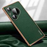 For Huawei Pura 70 Pro SULADA TPU + Litchi Texture Leather Phone Case(Green)