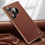 For Huawei Pura 70 SULADA TPU + Litchi Texture Leather Phone Case(Brown)