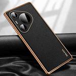 For Huawei Pura 70 SULADA TPU + Litchi Texture Leather Phone Case(Black)