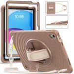 For iPad 10th Gen 10.9 2022 Rotation Holder Silicone Hybrid PC Tablet Case(Light Coffee)