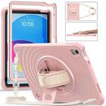 For iPad 10th Gen 10.9 2022 Rotation Holder Silicone Hybrid PC Tablet Case(Pink)