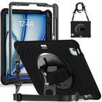 For iPad Air 13 2025 / 2024 Rotation Holder Silicone Hybrid PC Tablet Case(Black)