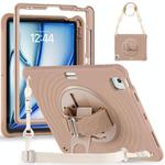 For iPad Air 13 2025 / 2024 Rotation Holder Silicone Hybrid PC Tablet Case(Light Coffee)