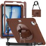 For iPad Air 13 2025 / 2024 Rotation Holder Silicone Hybrid PC Tablet Case(Chocolate)