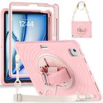For iPad Air 13 2025 / 2024 Rotation Holder Silicone Hybrid PC Tablet Case(Pink)