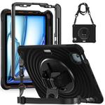 For iPad Air 11 2025 / 2024 Rotation Holder Silicone Hybrid PC Tablet Case(Black)