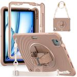 For iPad Air 11 2025 / 2024 Rotation Holder Silicone Hybrid PC Tablet Case(Light Coffee)
