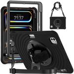 For iPad Pro 11 2024 Rotation Holder Silicone Hybrid PC Tablet Case(Black)
