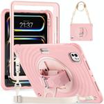 For iPad Pro 11 2024 Rotation Holder Silicone Hybrid PC Tablet Case(Pink)