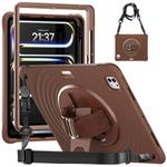 For iPad Pro 13 2024 Rotation Holder Silicone Hybrid PC Tablet Case(Chocolate)