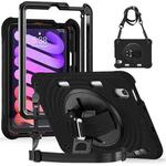 For iPad mini 2024 / mini 6 Rotation Holder Silicone Hybrid PC Tablet Case(Black)