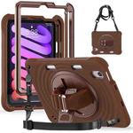 For iPad mini 2024 / mini 6 Rotation Holder Silicone Hybrid PC Tablet Case(Chocolate)