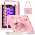 For iPad mini 2024 / mini 6 Rotation Holder Silicone Hybrid PC Tablet Case(Pink)