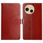 For Sharp Aquos sense9 HT01 Y-shaped Pattern Flip Leather Phone Case(Brown)