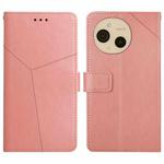 For Sharp Aquos sense9 HT01 Y-shaped Pattern Flip Leather Phone Case(Pink)