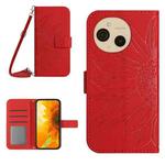 For Sharp Aquos sense9 Skin Feel Sun Flower Embossed Flip Leather Phone Case with Lanyard(Red)