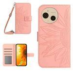 For Sharp Aquos sense9 Skin Feel Sun Flower Embossed Flip Leather Phone Case with Lanyard(Pink)