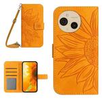 For Sharp Aquos sense9 Skin Feel Sun Flower Embossed Flip Leather Phone Case with Lanyard(Yellow)