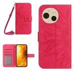 For Sharp Aquos sense9 Skin Feel Sun Flower Embossed Flip Leather Phone Case with Lanyard(Rose Red)