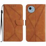 For Sharp Aquos Wish 4 Stitching Embossed Leather Phone Case(Brown)
