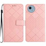 For Sharp Aquos Wish 4 Rhombic Grid Texture Leather Phone Case(Pink)