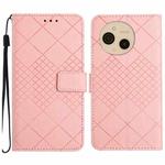 For Sharp Aquos sense9 Rhombic Grid Texture Leather Phone Case(Pink)