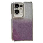 For OPPO Find N2 Electroplating Frame + Glitter Paper Full Coverage Phone Case(Purple)