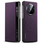 For Huawei Mate X5 SULADA Kevlar 600D Texture Smart Window Leather Phone Case(Purple)
