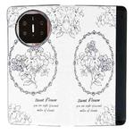 For Huawei Mate X5 / X2 Sketching Flowers Flip Leather Phone Case(Black)