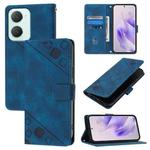 For vivo Y03 4G Global Skin Feel Embossed Leather Phone Case(Blue)