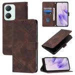 For vivo Y03 4G Global Skin Feel Embossed Leather Phone Case(Brown)