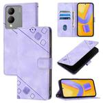 For vivo Y17s 4G Global / Y28 5G India Skin Feel Embossed Leather Phone Case(Light Purple)