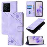 For vivo Y35 4G Global / Y22s 4G Global Skin Feel Embossed Leather Phone Case(Light Purple)