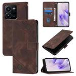 For vivo Y35 4G Global / Y22s 4G Global Skin Feel Embossed Leather Phone Case(Brown)