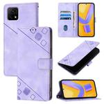For vivo Y52s 5G / Y31s 5G / Y72 5G India Skin Feel Embossed Leather Phone Case(Light Purple)
