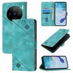 For vivo X100 Skin Feel Embossed Leather Phone Case(Green)