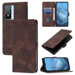 For vivo Y76 5G Skin Feel Embossed Leather Phone Case(Brown)