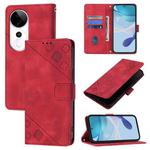 For vivo S19 Pro Skin Feel Embossed Leather Phone Case(Red)