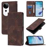 For vivo S19 Pro Skin Feel Embossed Leather Phone Case(Brown)