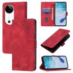 For vivo S19 Skin Feel Embossed Leather Phone Case(Red)