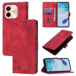 For vivo Y28 4G Skin Feel Embossed Leather Phone Case(Red)