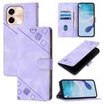 For vivo Y28 4G Skin Feel Embossed Leather Phone Case(Light Purple)